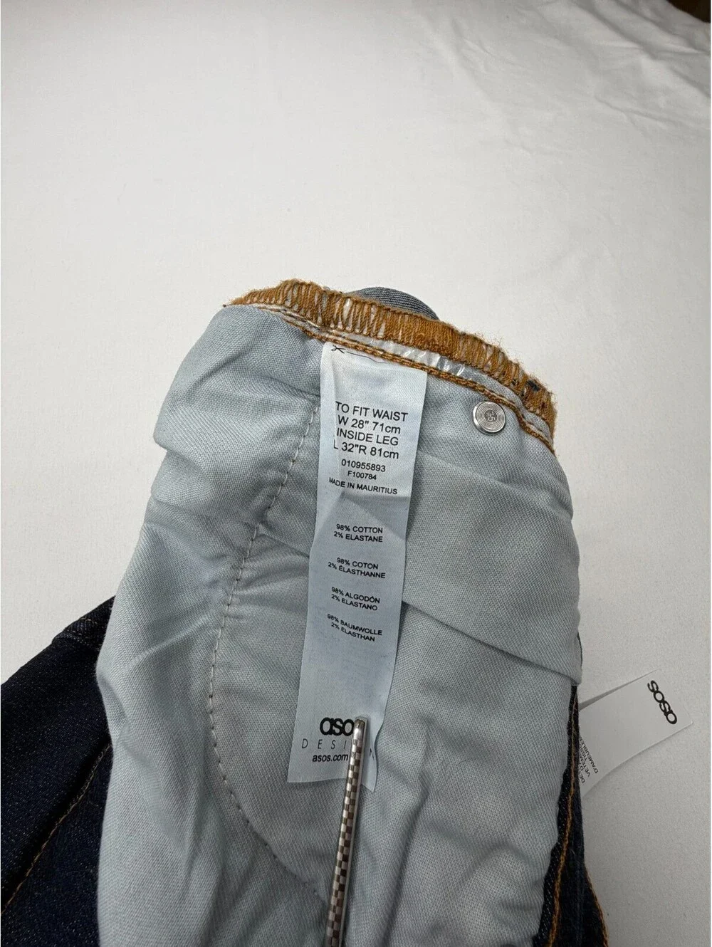 Asos Design Men's Jeans Skinny Solid Mid Rise Denim 5 Pocket Size 28 Blue NWT